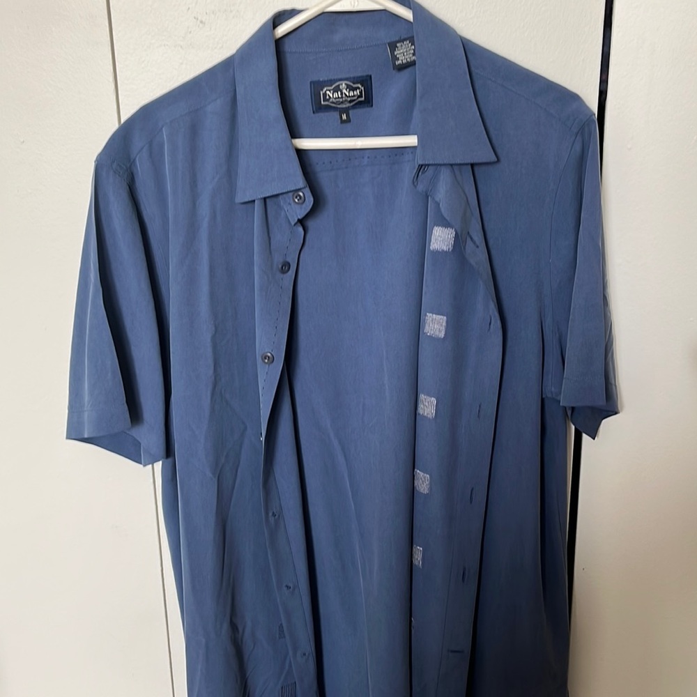 Nat Nast. Short sleeve button down silk shirt.